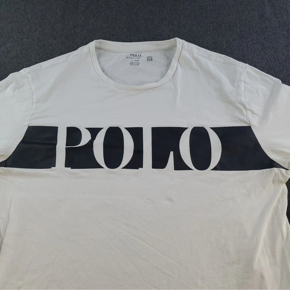 Polo Ralph Lauren Graphic T-Shirt  Men’s Size Large White Long Sleeve Logo
